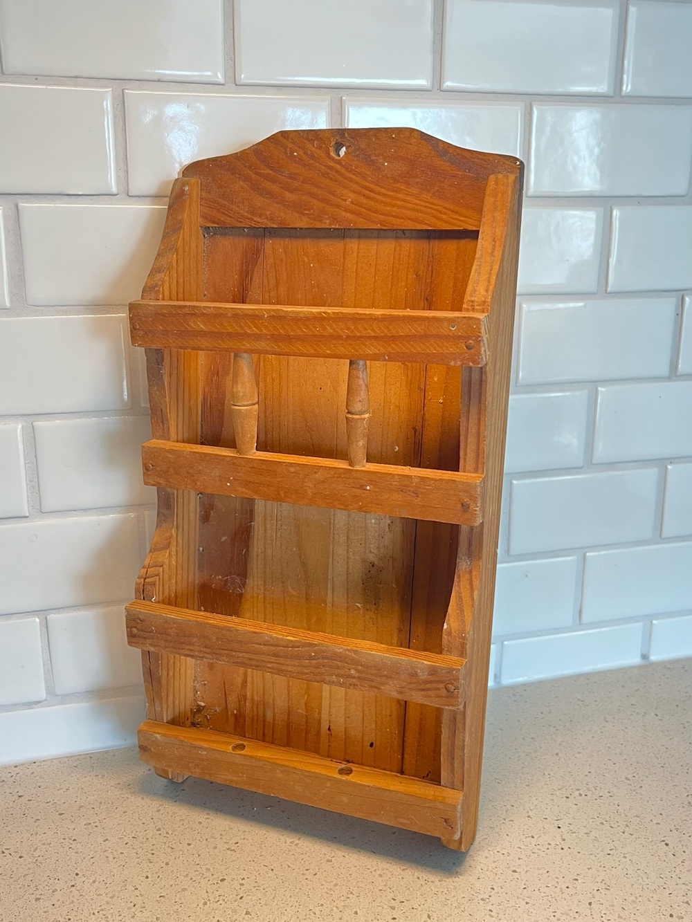 Vintage wooden mail organizer